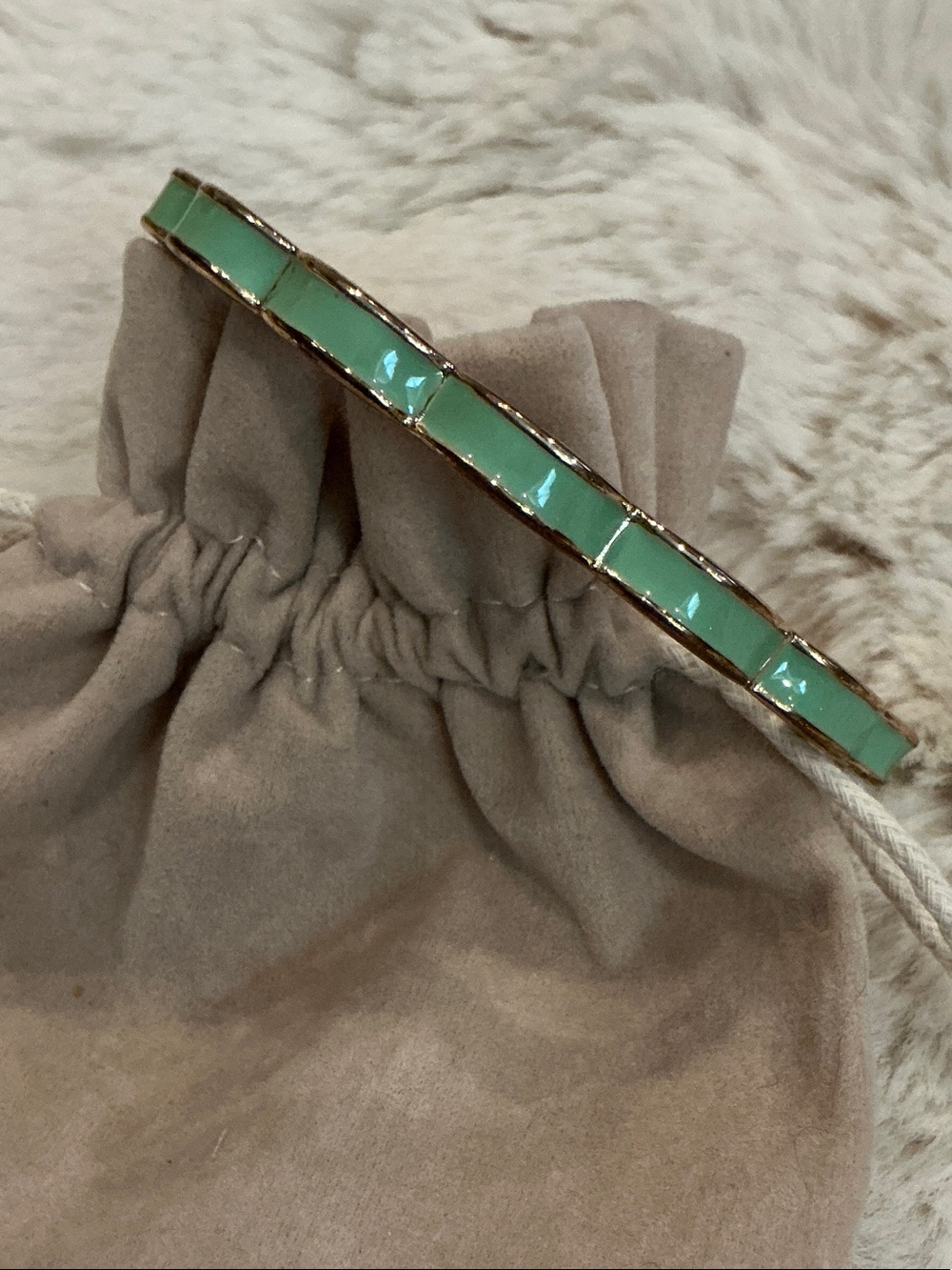 Vintage Boho Cream Bone & Brass Inlay Chunky Bangle Bracelet
